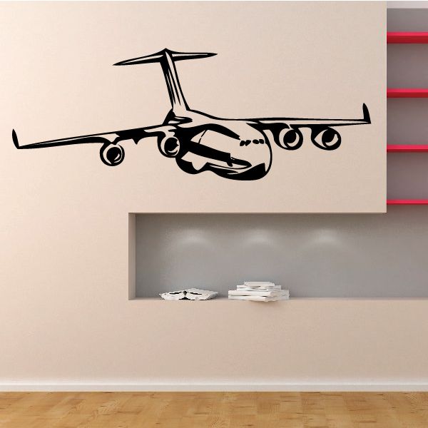 Aircraft detail decal with black C-17-style plane silhouette