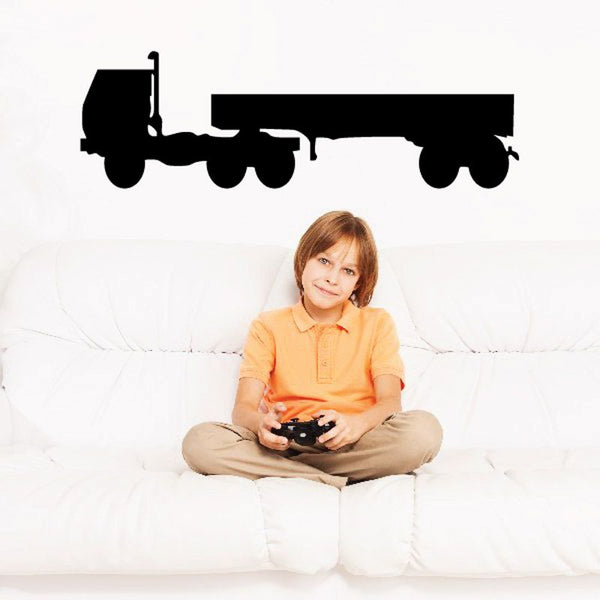 Black cab and flatbed truck wall decal silhouette