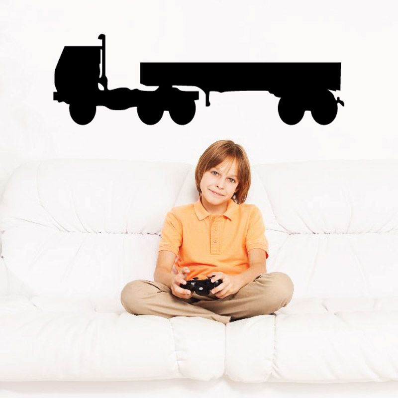 Black cab and flatbed truck wall decal silhouette