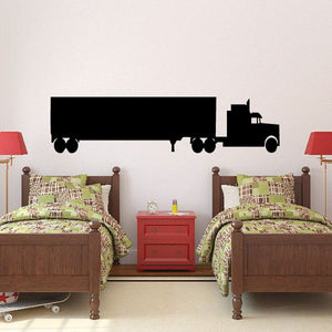 Black truck and trailer wall decal vinyl silhouette