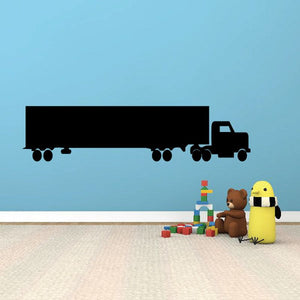 Vinyl wall decal featuring a black cab and trailer truck silhouette