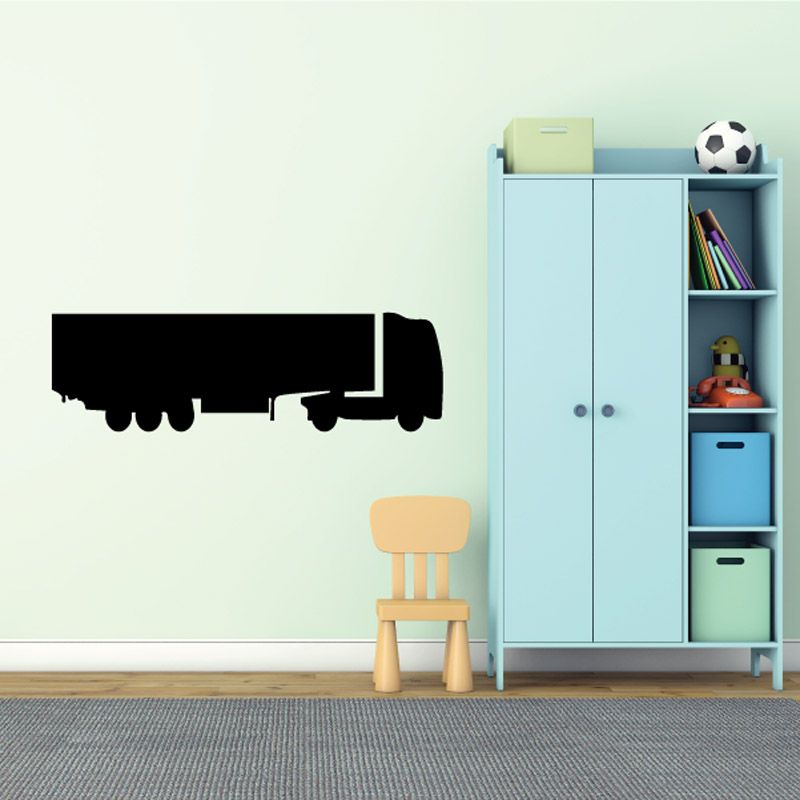 Black cab and trailer truck wall decal silhouette
