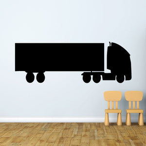 Truck and trailer wall decal, black vinyl silhouette