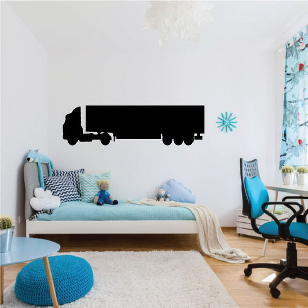 Black cab and trailer truck wall vinyl decal silhouette