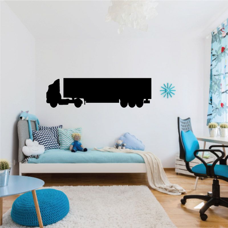 Black cab and trailer truck wall vinyl decal silhouette