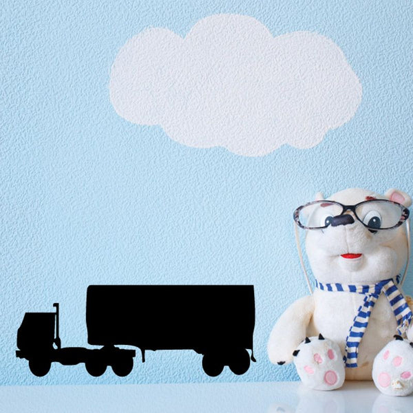 Cab and trailer truck wall decal, vinyl truck silhouette on wall
