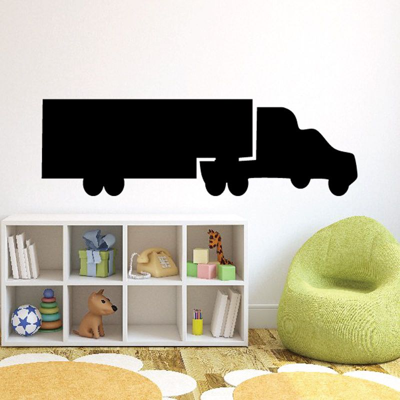 Truck and trailer wall decal, dark vinyl silhouette sticker