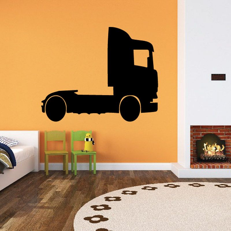 Black cab-only truck silhouette vinyl wall decal