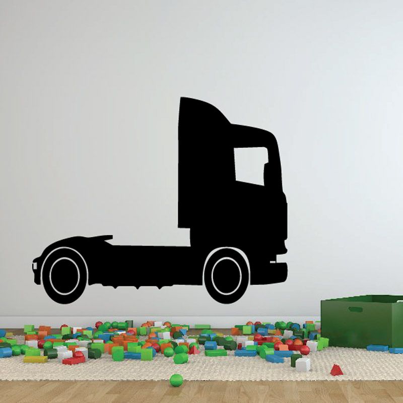 Cab only truck wall decal, black truck cab silhouette vinyl sticker