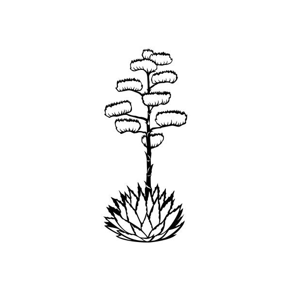 Cactus tree vinyl decal sticker with stacked cactus arms and spiky base