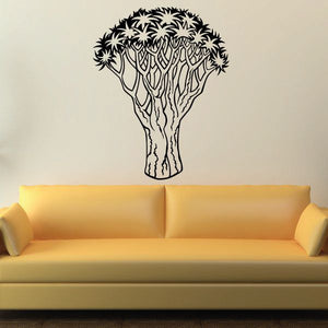 Cactus tree wall decal, black vinyl silhouette with spiky canopy and branches