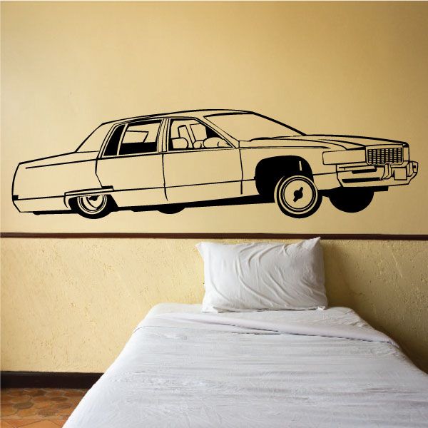 Lowrider car wall decal, side-view outline design