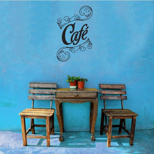 Image of Cafe Scroll Text Decal