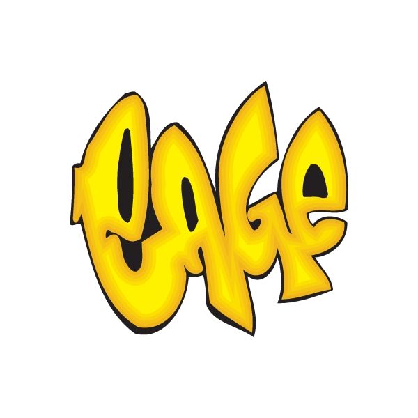 Graffiti sticker with large yellow word art letters
