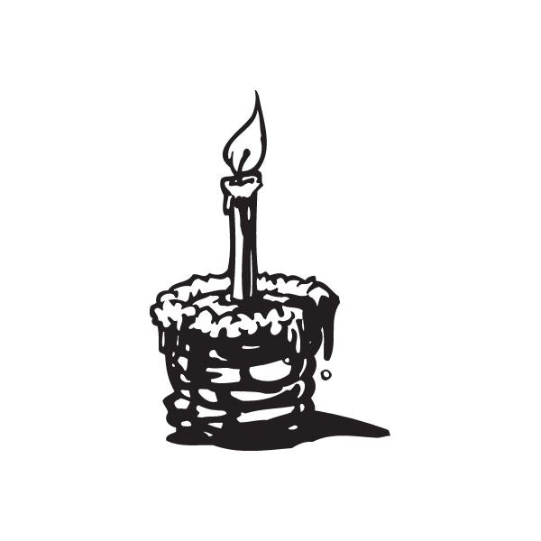 Cake with 1 candle decal, black outline