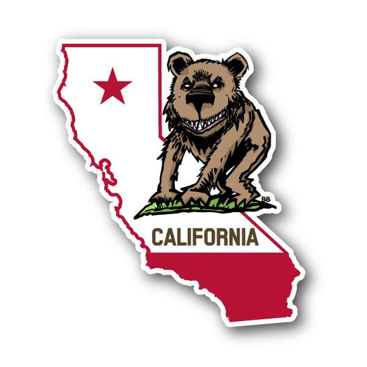 Image of California State Wicked Bear With Grin Vinyl Sticker