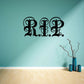 Ornate black calligraphic letter decal with decorative monogram design