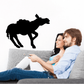 Black mule silhouette wall decal with head forward and raised tail