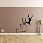 Black elk head decal with raised antlers, silhouette outline