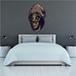 Calm ape face sticker with dark brown fur and gold eyes