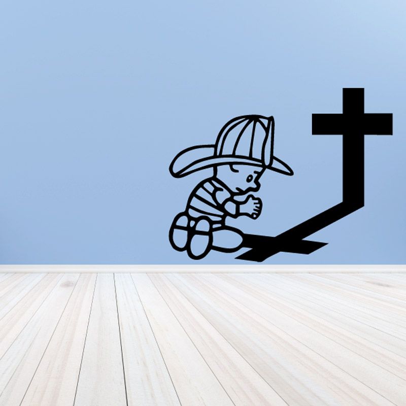 Image of Calvin Firefighter Praying Decal