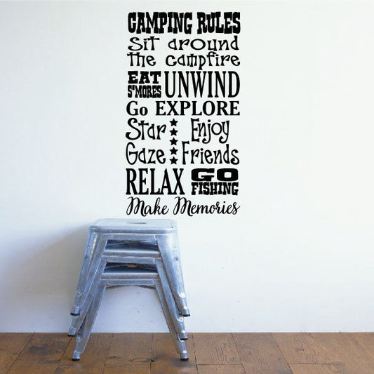 Image of Camping Rules Word Collage Wall Decal