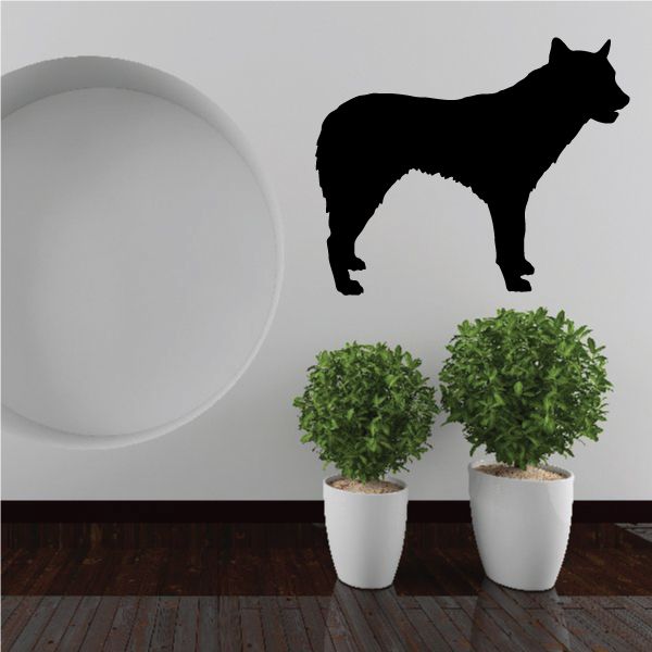 Canaan Dog decal, black dog silhouette standing in profile.