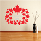 Canada Day maple leaf ring printed decal, red die-cut leaf wreath
