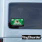 Zombie hunting permit sticker with Canada text, green border, rectangular shape