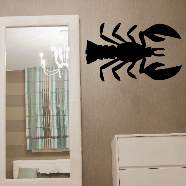 Black lobster wall decal with stylized shell and claws