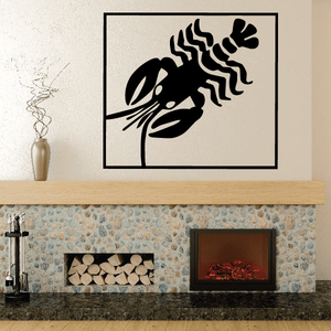 Framed lobster decal with black lobster silhouette and claws on a light background