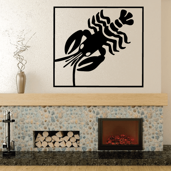 Framed lobster decal with black lobster silhouette and claws on a light background
