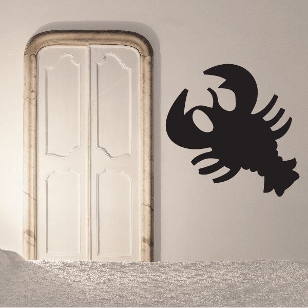 Black lobster decal with wide claw details for wall decoration