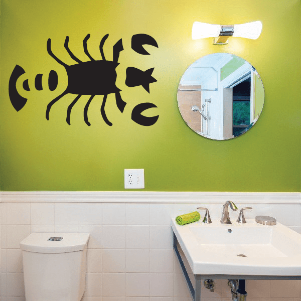 Black lobster wall decal with crab-like cancer symbol swirls