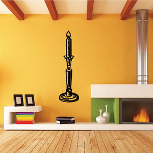 Candlestick wall decal: black candle with flame on base