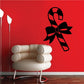Candy cane and ribbon wall decal in black and red