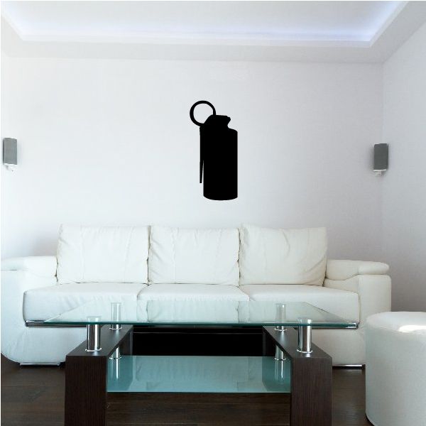 Black canister grenade silhouette decal with looped top handle