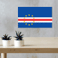 Cape Verde flag sticker, rectangular blue design with yellow stars and red stripe