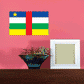 Car flag sticker: rectangular flag design with yellow star, red cross, blue top, green and yellow stripes