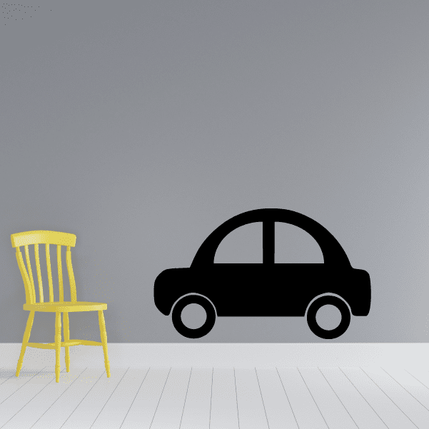 Car wall decal vinyl sticker with black car silhouette and wheels