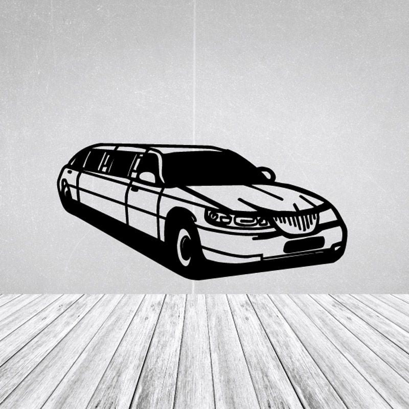 Car wall decal vinyl with black and white sports car side graphic