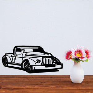 Black car wall decal vinyl sticker, front-view sports car outline