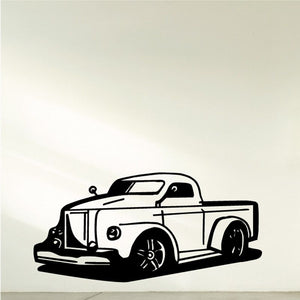 Black pickup truck vinyl wall decal, side profile graphic