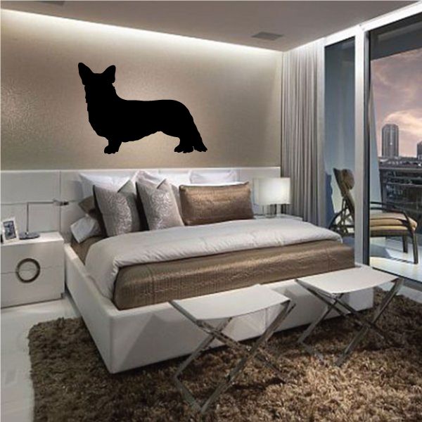 Welsh corgi dog wall decal, black silhouette