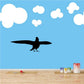 Dark bird landing silhouette decal with outstretched wings