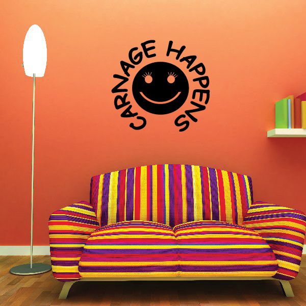 Image of Carnage Happens Happy Face Decal