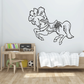 Fancy carousel horse decal: black outline dancing horse with ornate harness and mane