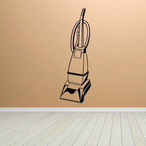 Carpet cleaner decal with line-drawn vacuum cleaner icon