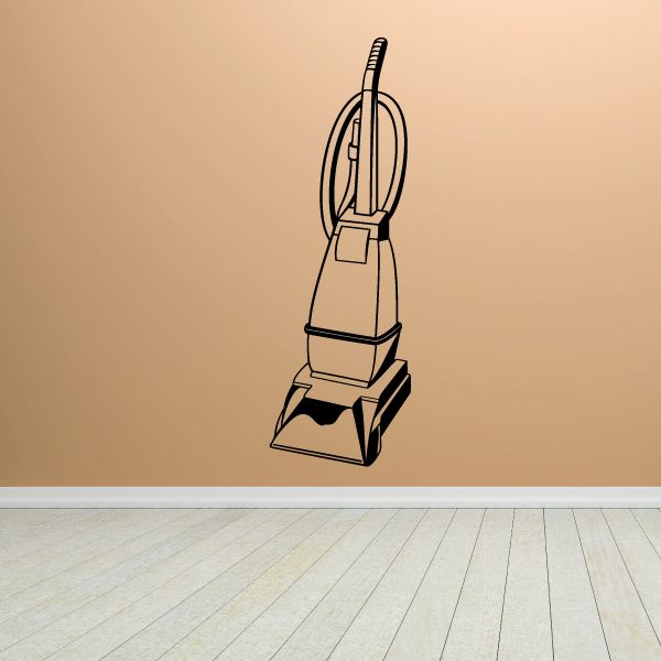 Carpet cleaner decal with line-drawn vacuum cleaner icon