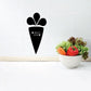Black carrot wall decal with leafy top and dotted pattern